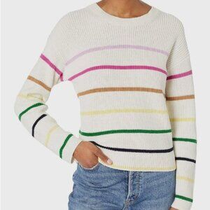 Gap Shaker Stitch Pullover Sweater Ivory Stripe Medium Cotton